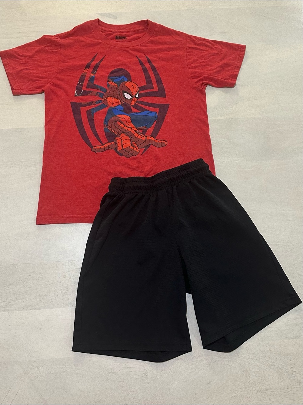 bcg Red Spider-Man Graphic Tee & Black Shorts Matching Set
